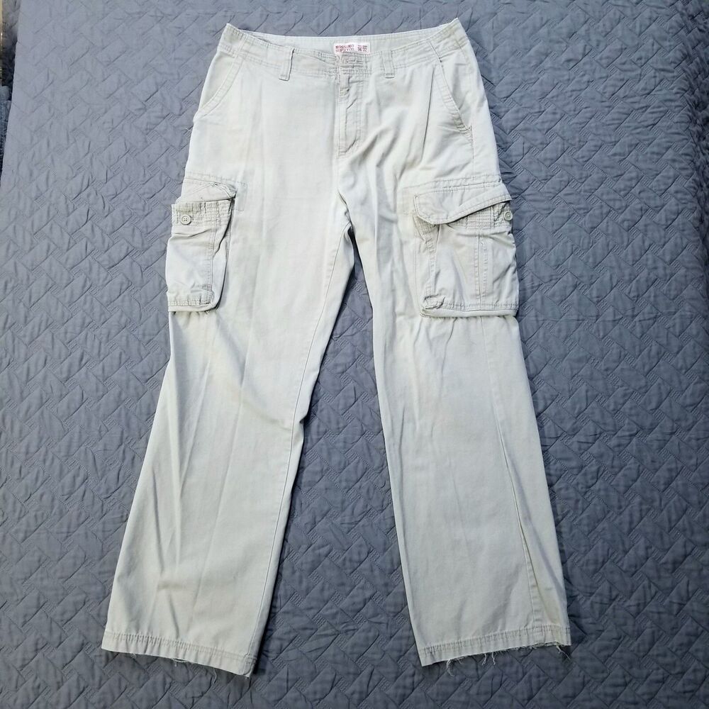 Mossimo Supply Co Cargo Pants Mens 34x32 Brown Flat Front Straight Light Wash